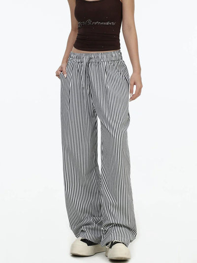 Elastic Waist Vertical Stripe Pants Korean Street Fashion Pants By INS Korea Shop Online at OH Vault