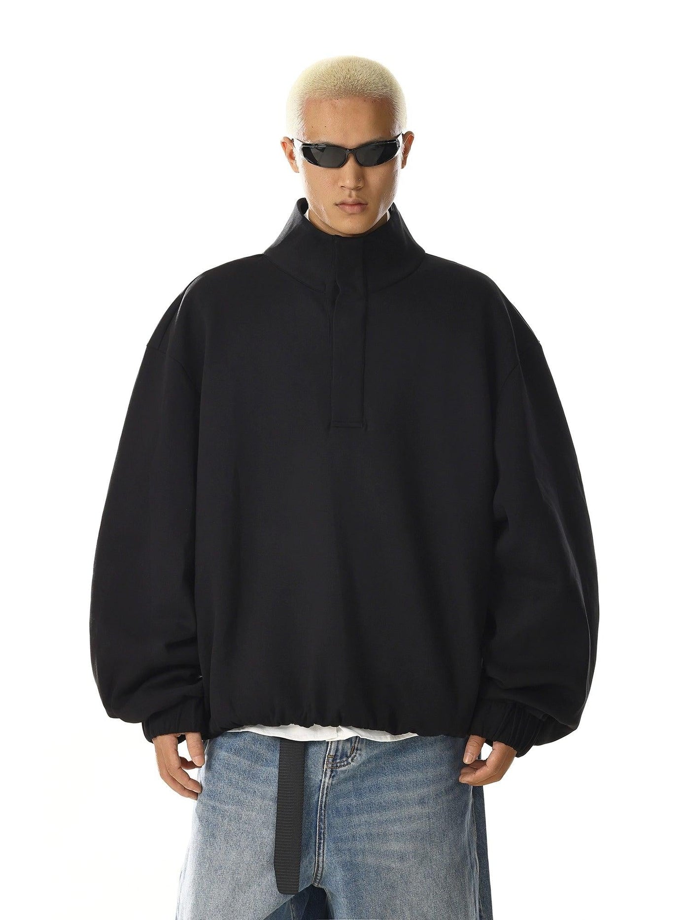 Plain Half-Buttoned Boxy Fit Jacket Korean Street Fashion Jacket By MEBXX Shop Online at OH Vault