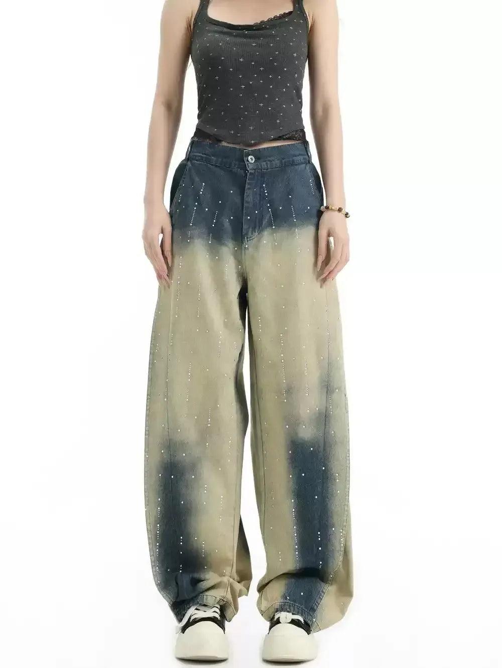 Gradient Beads Detail Jeans Korean Street Fashion Jeans By INS Korea Shop Online at OH Vault