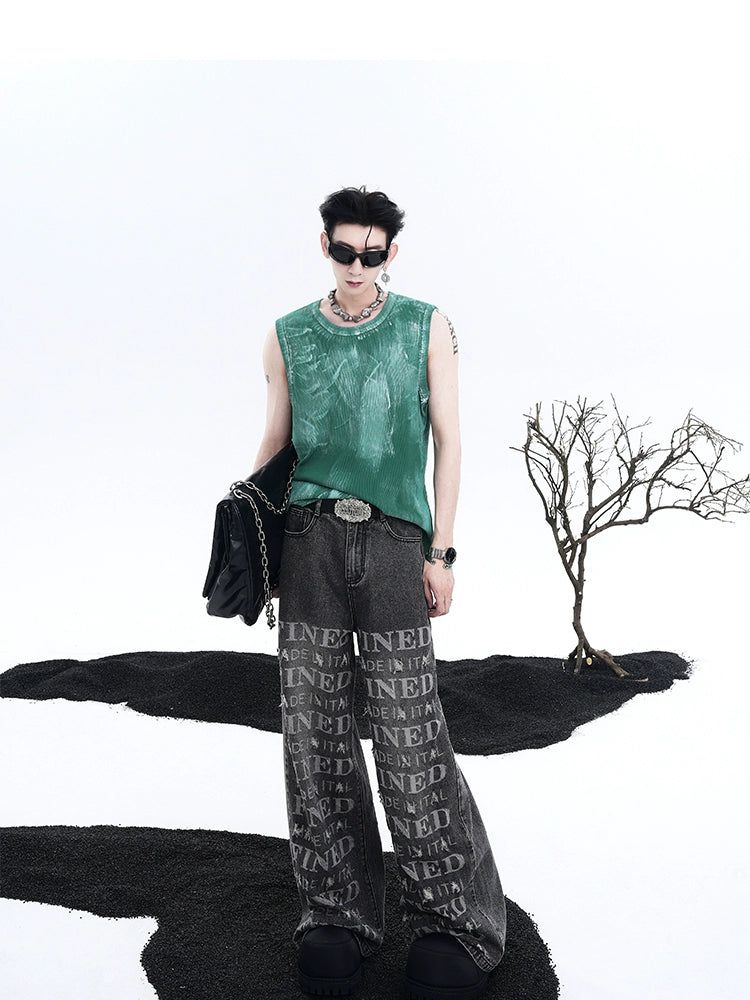 Washed Paint Smudges Tank Top Korean Street Fashion Tank Top By Slim Black Shop Online at OH Vault