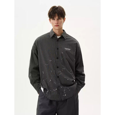 Vertical Stripes Ink-Splash Shirt Korean Street Fashion Shirt By MaxDstr Shop Online at OH Vault