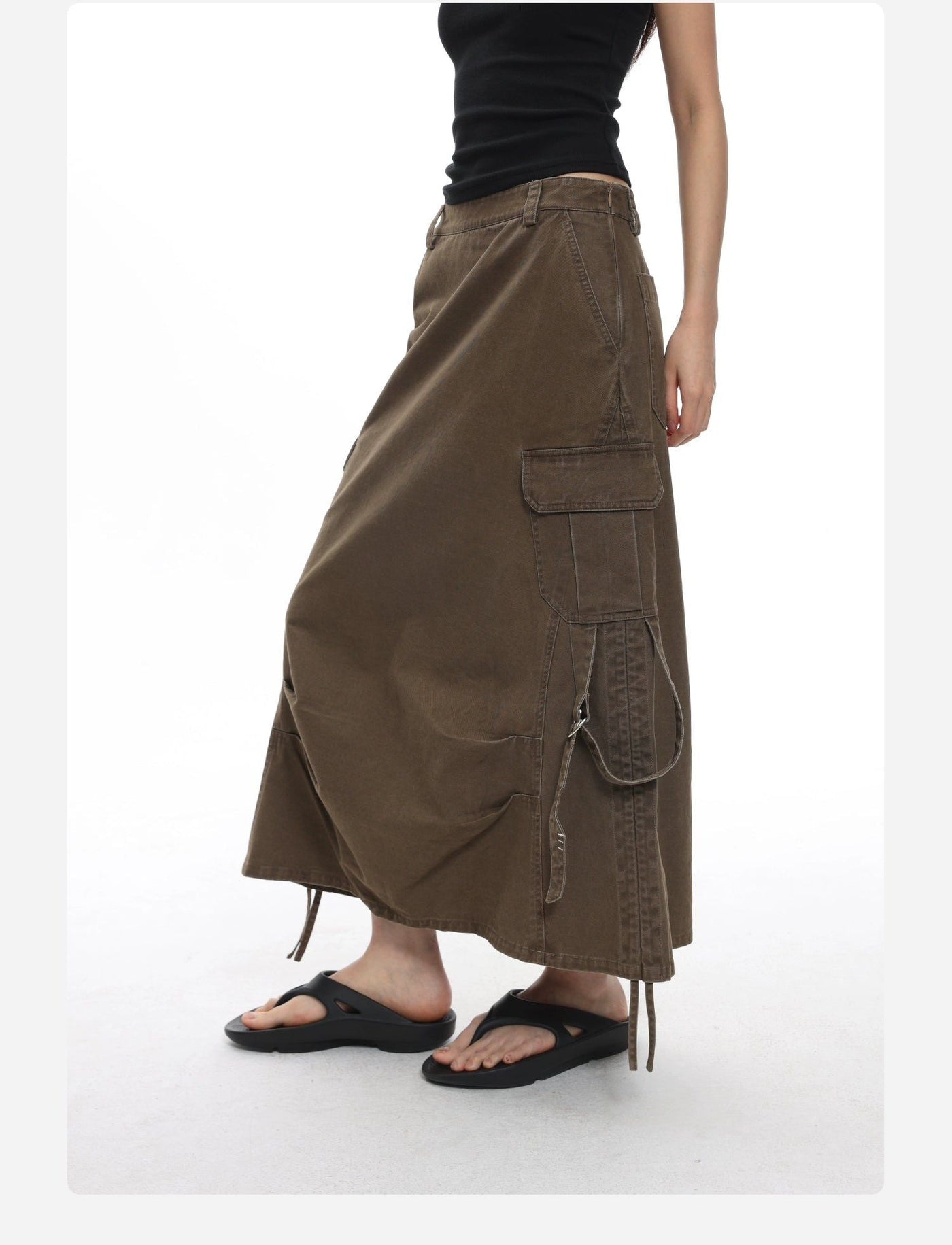 Side Ruched Buckled Strap Skirt Korean Street Fashion Skirt By Roaring Wild Shop Online at OH Vault