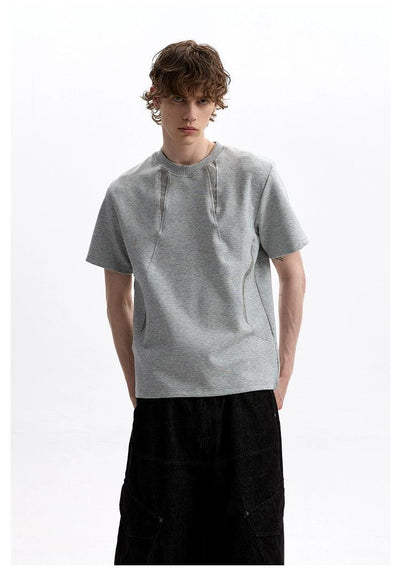 Lined Detail Versatile T-Shirt Korean Street Fashion T-Shirt By A PUEE Shop Online at OH Vault