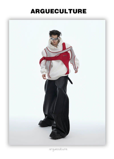 Structured & Contrast Spliced Hoodie Korean Street Fashion Hoodie By Argue Culture Shop Online at OH Vault