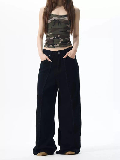 Raw Edge Seamed Jeans Korean Street Fashion Jeans By 77Flight Shop Online at OH Vault