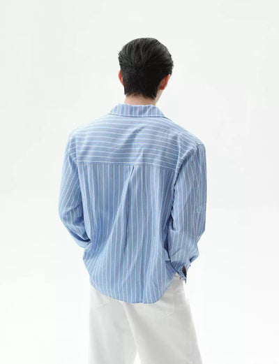 Drawstring Striped V-Neck Shirt Korean Street Fashion Shirt By Turn Tide Shop Online at OH Vault