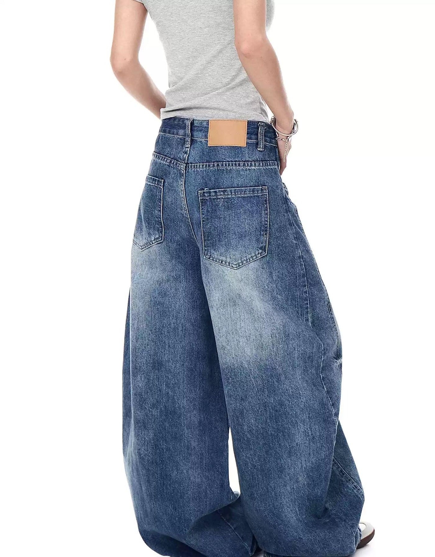 Faded Whiskers Wide Jeans Korean Street Fashion Jeans By Blacklists Shop Online at OH Vault