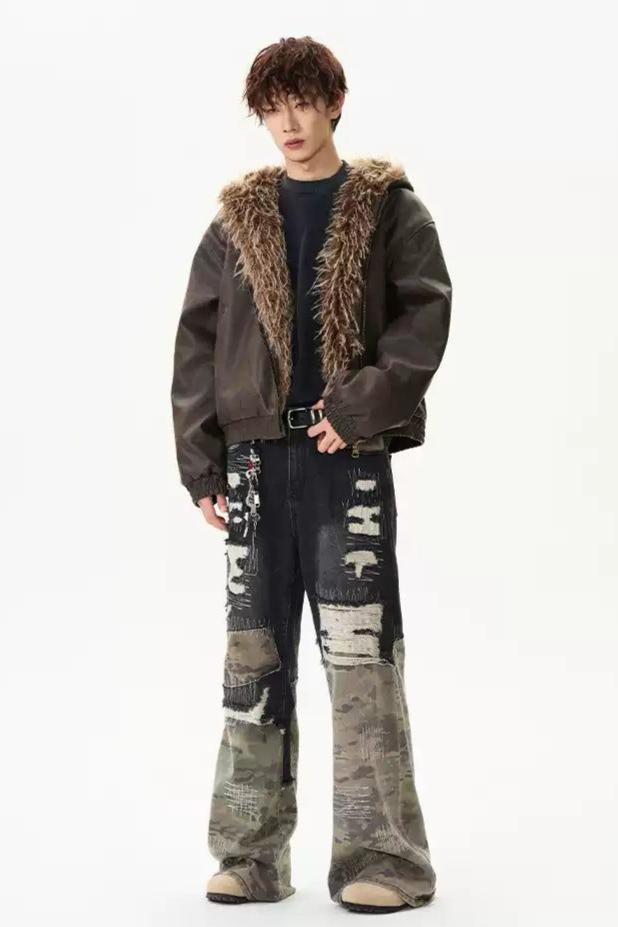 Faux Fur Trimmed PU Leather Jacket Korean Street Fashion Jacket By A PUEE Shop Online at OH Vault