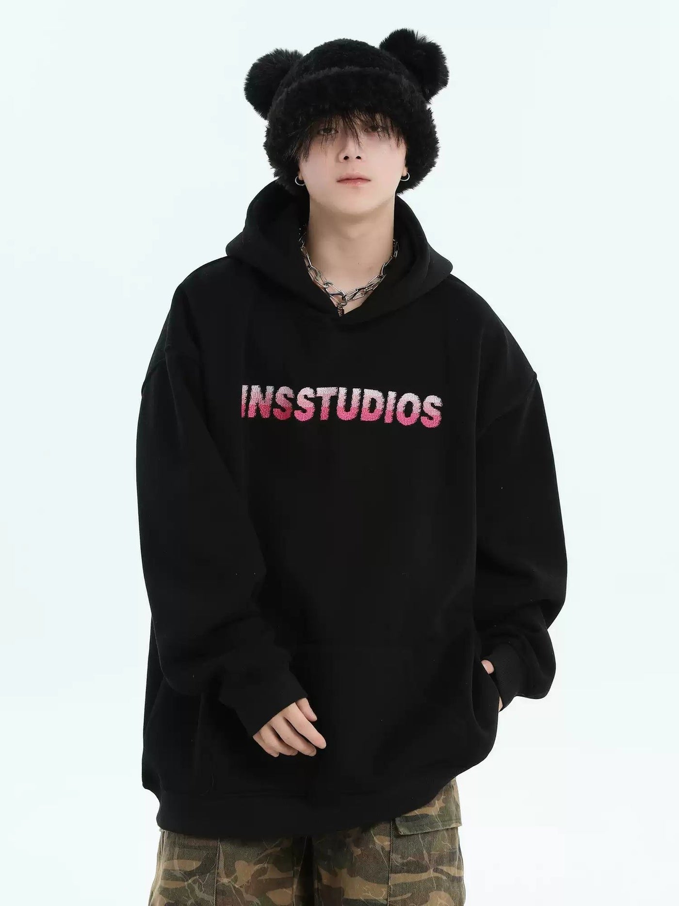 Color Gradient Stitch Hoodie Korean Street Fashion Hoodie By INS Korea Shop Online at OH Vault