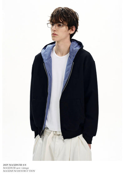Striped Lining Zip-Up Hoodie Korean Street Fashion Hoodie By MaxDstr Shop Online at OH Vault
