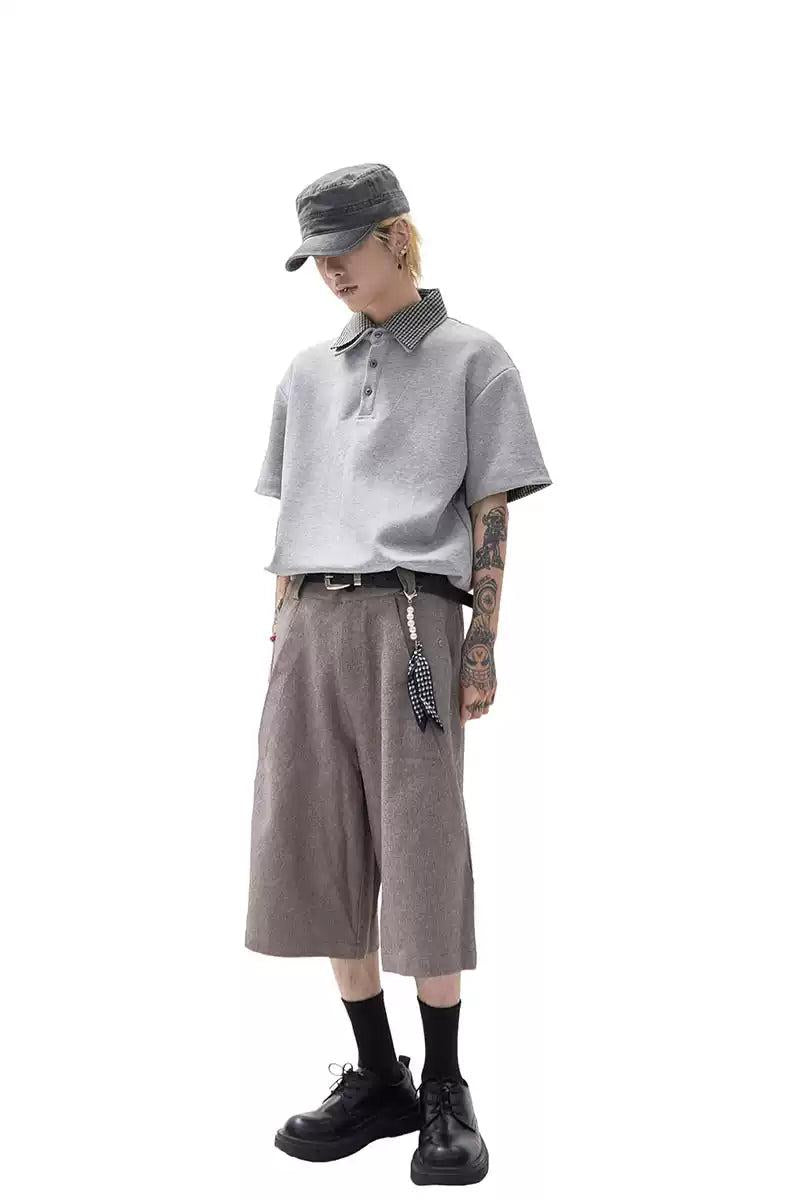 Plaid Layered Collar Polo Korean Street Fashion Polo By Ash Dark Shop Online at OH Vault