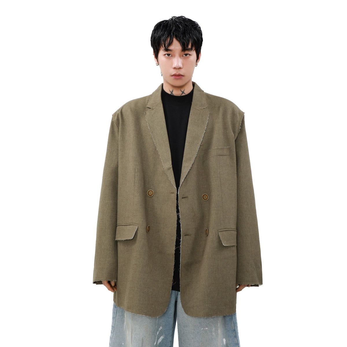 Raw Edge Oversized Blazer Korean Street Fashion Blazer By Mr Nearly Shop Online at OH Vault