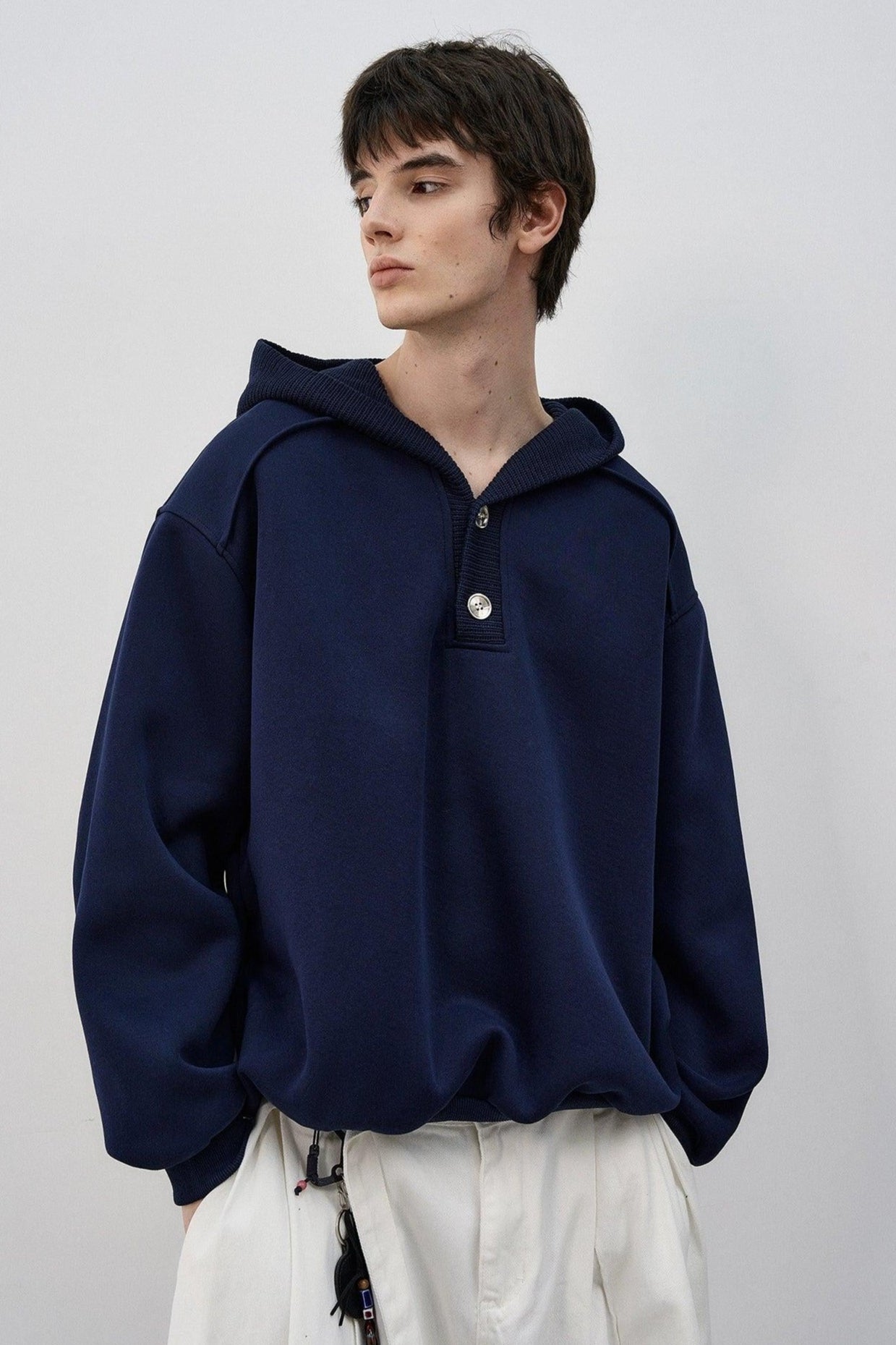 Knit Hood Big Buttoned Hoodie Korean Street Fashion Hoodie By MaxDstr Shop Online at OH Vault