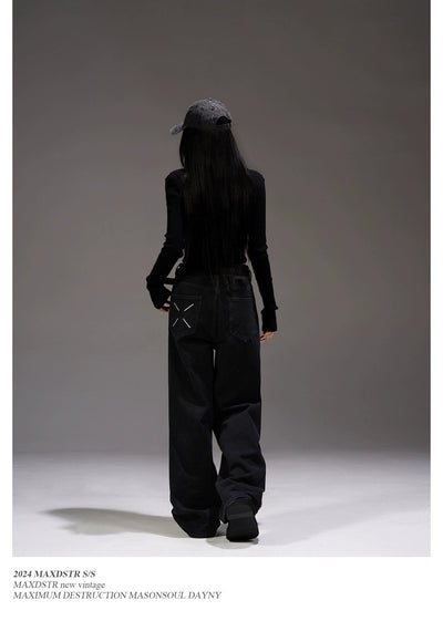 Stitched Contrast Loose Jeans Korean Street Fashion Jeans By MaxDstr Shop Online at OH Vault