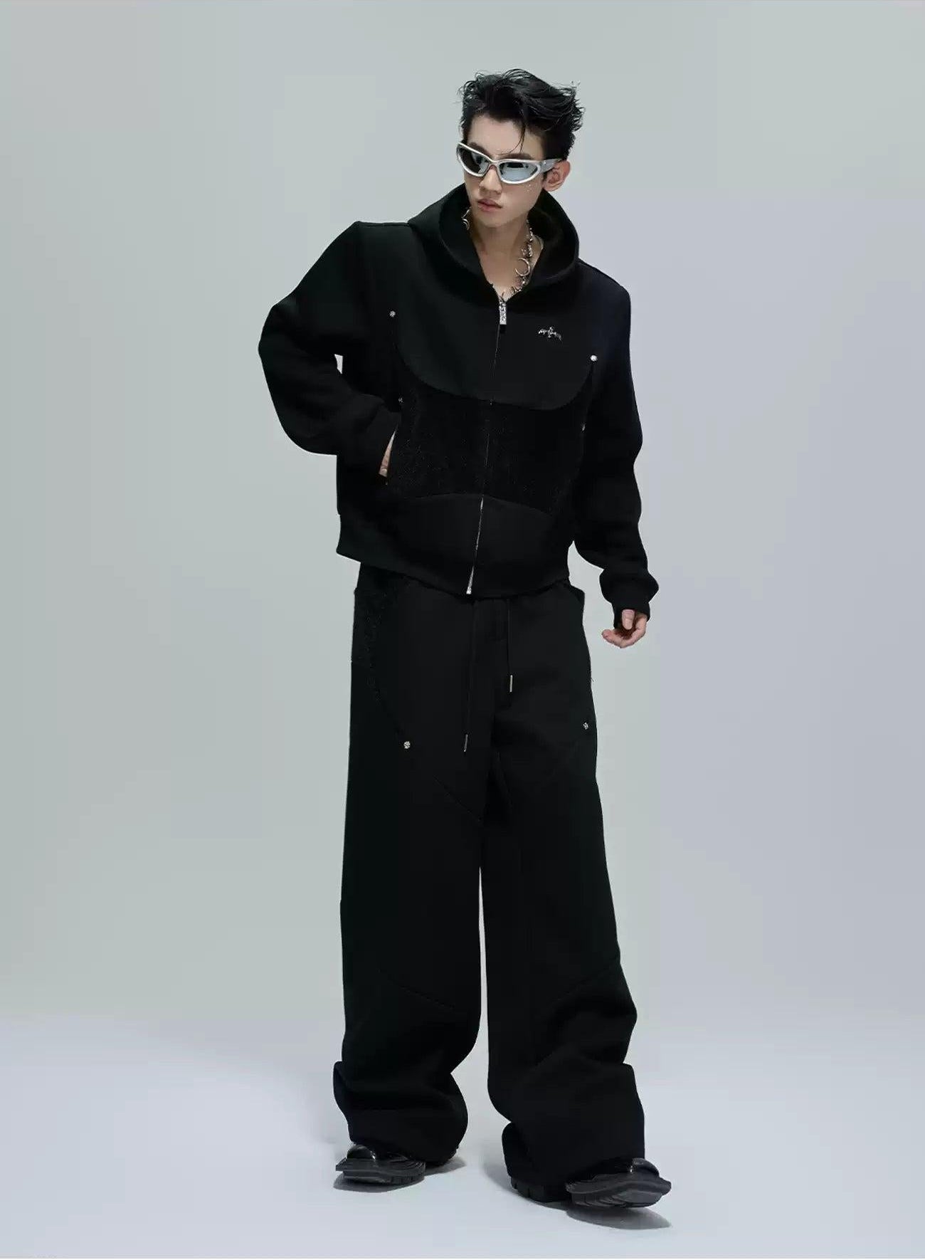 Athleisure Contrast Spliced Zip-Up Hoodie & Sweatpants Set Korean Street Fashion Clothing Set By Argue Culture Shop Online at OH Vault