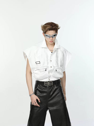 Structured Zipped Balloon Pockets Vest Korean Street Fashion Vest By Turn Tide Shop Online at OH Vault
