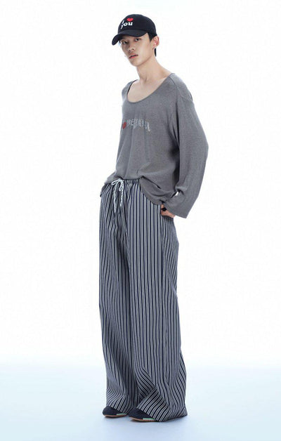 Drawstring Adjustable Striped Pants