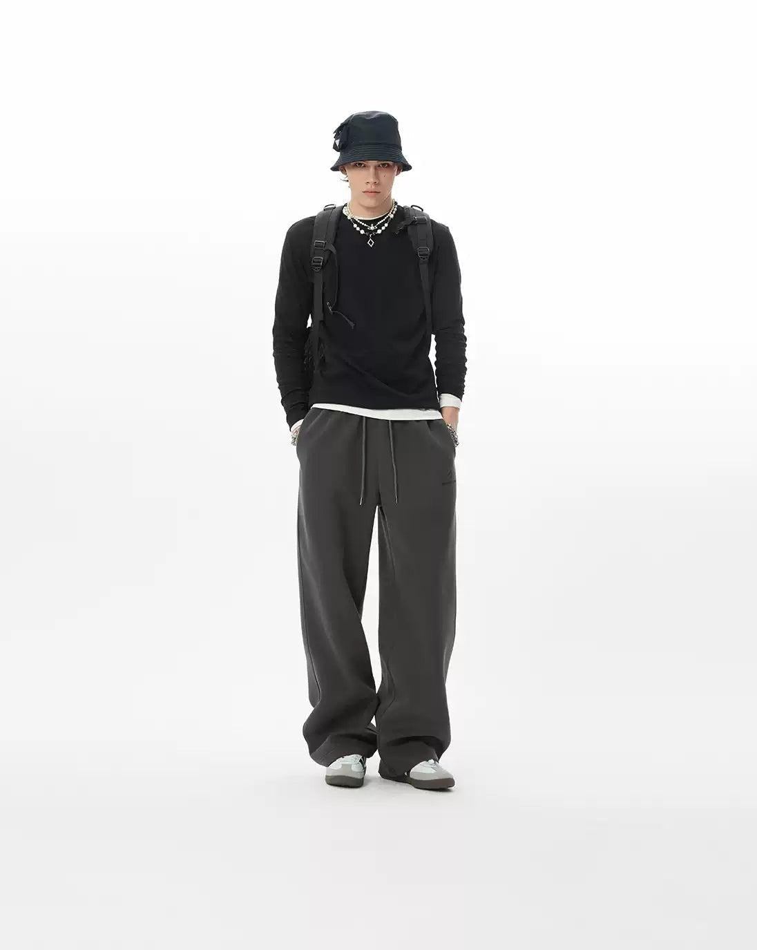 Drawstring Straight Leg Sweatpants Korean Street Fashion Pants By JHYQ Shop Online at OH Vault