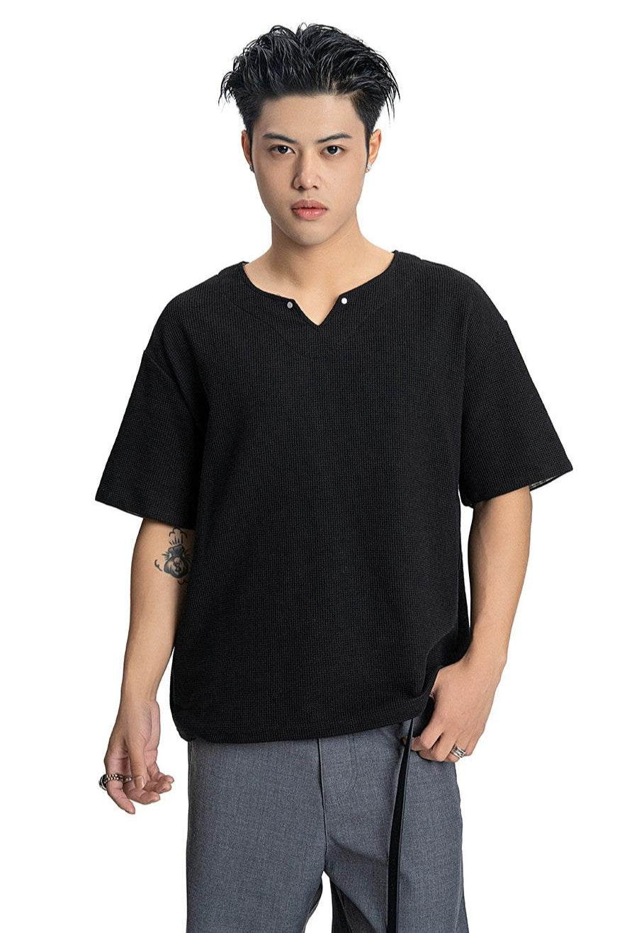 Waffle Grid Boxy T-Shirt Korean Street Fashion T-Shirt By Made Extreme Shop Online at OH Vault