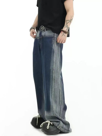 Spliced Irregular Faded Jeans Korean Street Fashion Jeans By INS Korea Shop Online at OH Vault