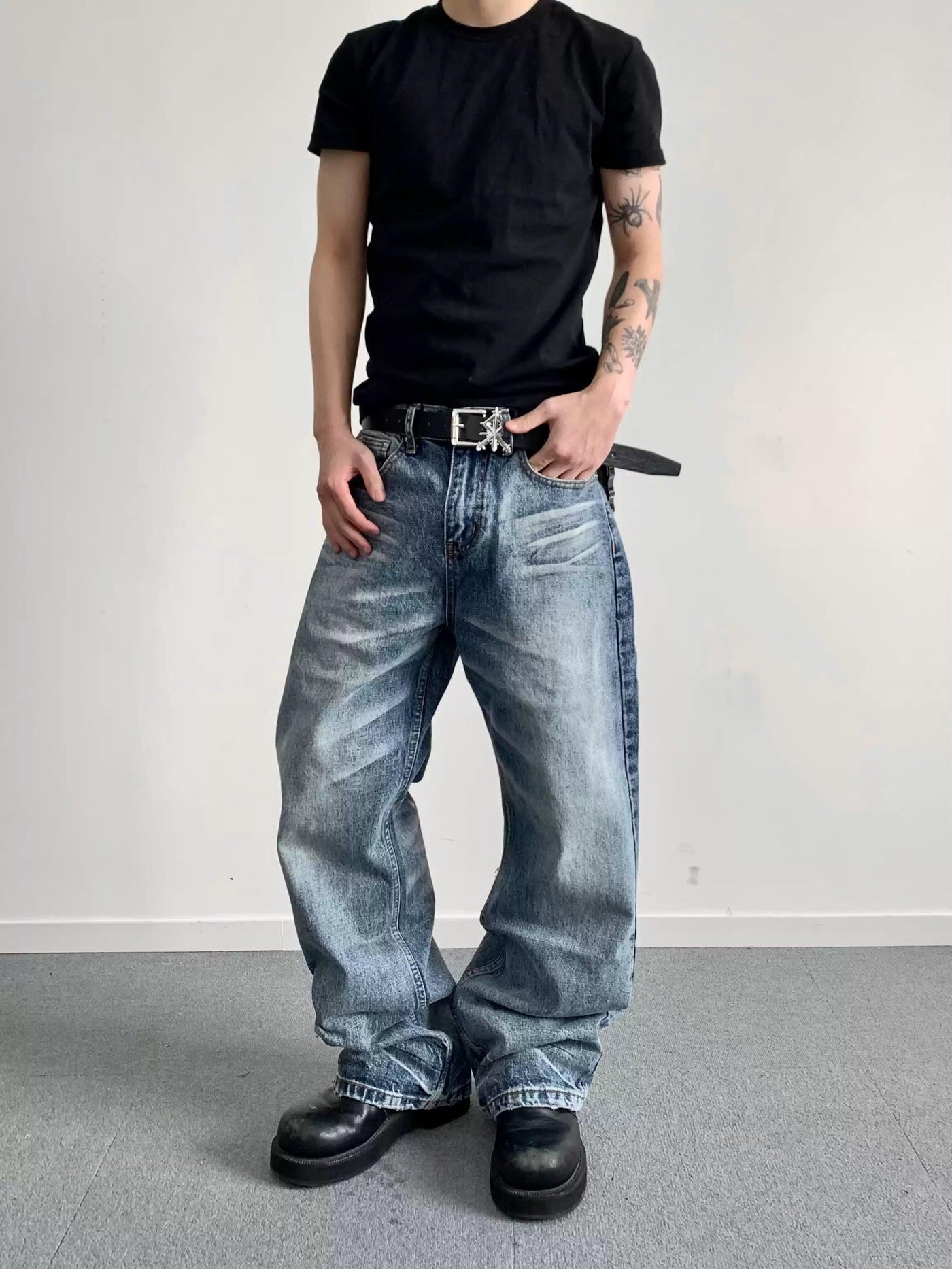 Faded Regular Fit Jeans Korean Street Fashion Jeans By Made Extreme Shop Online at OH Vault