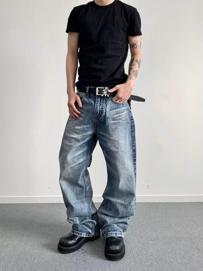 Faded Regular Fit Jeans Korean Street Fashion Jeans By Made Extreme Shop Online at OH Vault