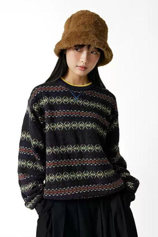 Patterned Style Detail Sweater Korean Street Fashion Sweater By Crying Center Shop Online at OH Vault