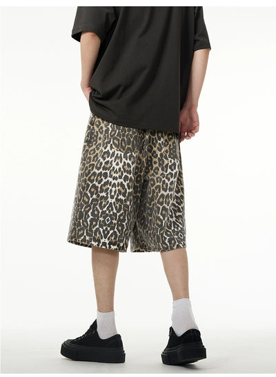 Leopard Print Denim Shorts Korean Street Fashion Shorts By 77Flight Shop Online at OH Vault
