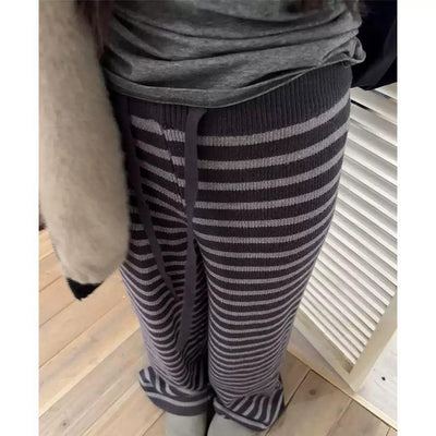 Flared Striped Knit Pants Korean Street Fashion Pants By Jump Next Shop Online at OH Vault