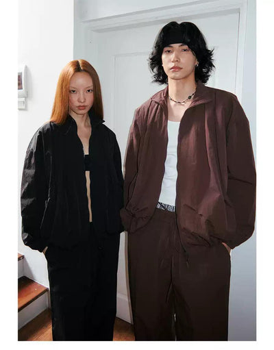 Versatile Nylon Jacket & Track Pants Set Korean Street Fashion Clothing Set By Funky Fun Shop Online at OH Vault