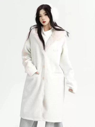 Faux Fur Trimmed Long Coat Korean Street Fashion Long Coat By INS Korea Shop Online at OH Vault