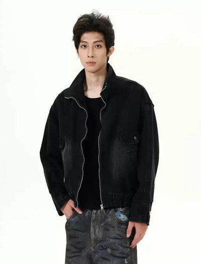 Washed Inverted Style Short Denim Jacket Korean Street Fashion Jacket By 77Flight Shop Online at OH Vault