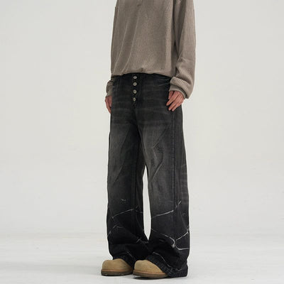 Abstract Streaks Washed Jeans Korean Street Fashion Jeans By A PUEE Shop Online at OH Vault