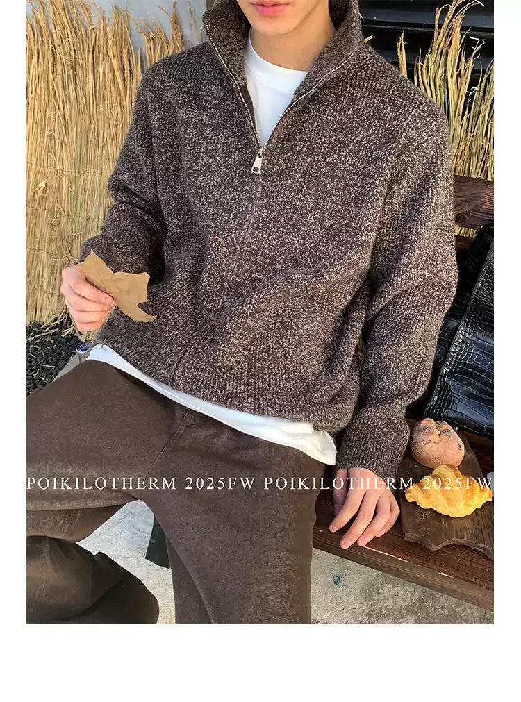 Stand Collar Textured Knit Jacket Korean Street Fashion Jacket By Poikilotherm Shop Online at OH Vault