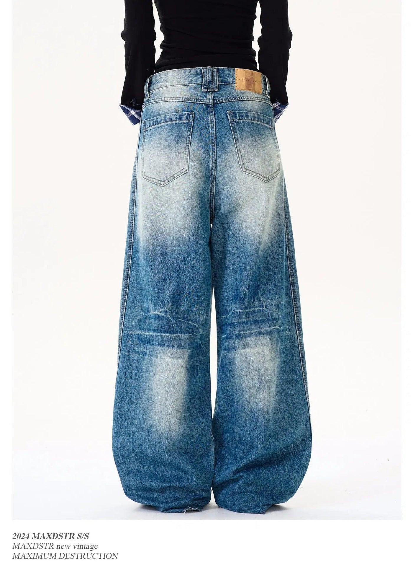 Faded Effect Seam Detail Jeans Korean Street Fashion Jeans By MaxDstr Shop Online at OH Vault