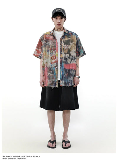 Double-Sided Graffiti & Plaid Shirt Korean Street Fashion Shirt By Mr Nearly Shop Online at OH Vault