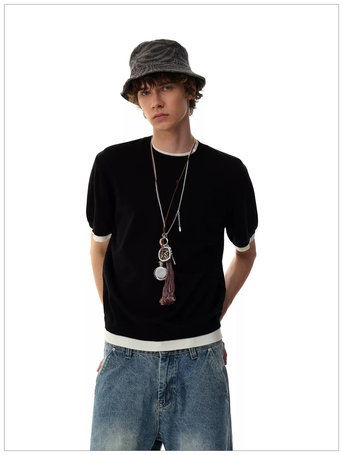 Clean Fit Layered Knit T-Shirt Korean Street Fashion T-Shirt By Mr Nearly Shop Online at OH Vault