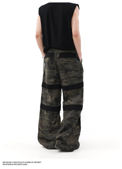 Stitched Multi-Pocket Camo Cargo Pants Korean Street Fashion Pants By Mr Nearly Shop Online at OH Vault