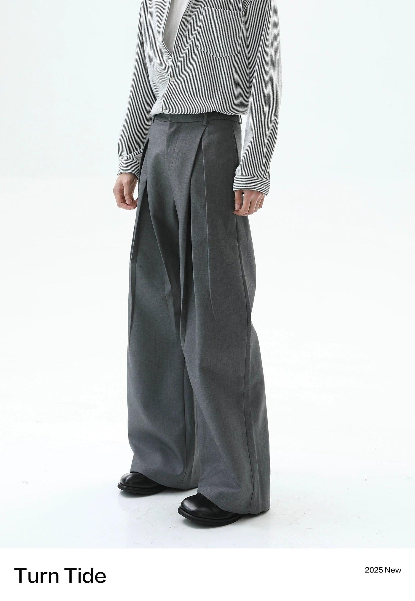 Fold Pleated Relax Fit Pants Korean Street Fashion Pants By Turn Tide Shop Online at OH Vault
