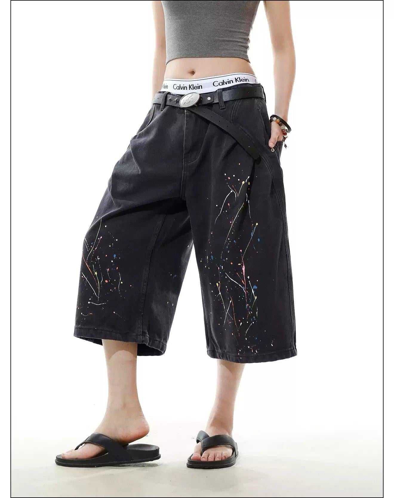 Color Paint Splatters Denim Shorts Korean Street Fashion Shorts By Mr Nearly Shop Online at OH Vault