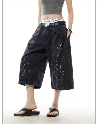 Color Paint Splatters Denim Shorts Korean Street Fashion Shorts By Mr Nearly Shop Online at OH Vault