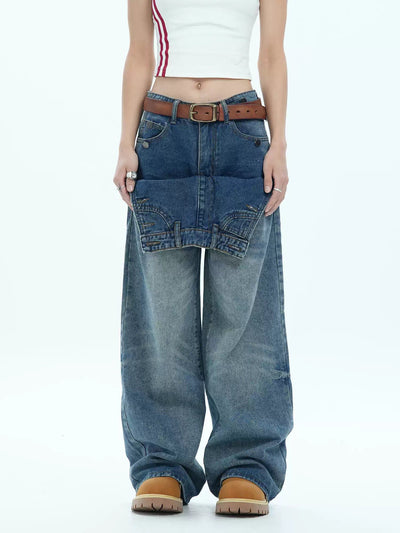 Layered Washed and Faded Jeans Korean Street Fashion Jeans By Jump Next Shop Online at OH Vault