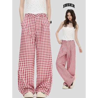Checkered Regular Fit Pants Korean Street Fashion Pants By INS Korea Shop Online at OH Vault