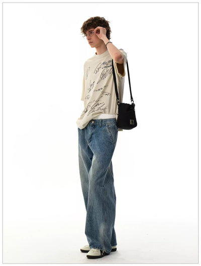Structured Faded Straight Jeans Korean Street Fashion Jeans By Mr Nearly Shop Online at OH Vault