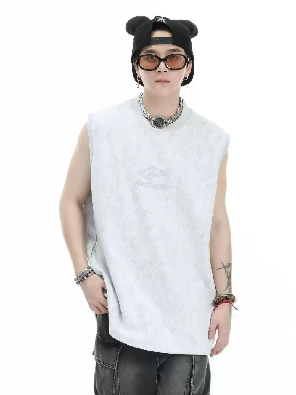 Embroidered Logo Lace Layered Tank Top Korean Street Fashion Vest By INS Korea Shop Online at OH Vault