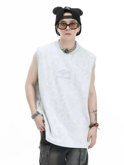 Embroidered Logo Lace Layered Tank Top Korean Street Fashion Vest By INS Korea Shop Online at OH Vault