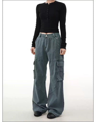 Washed Structured Straight Cargo Pants Korean Street Fashion Pants By Mr Nearly Shop Online at OH Vault