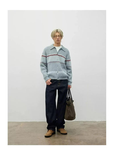 Fuzzy Collared Buttoned Sweater Korean Street Fashion Sweater By Terra Incognita Shop Online at OH Vault