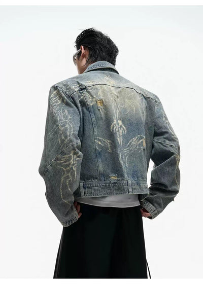 Structured Distressed Denim Jacket Korean Street Fashion Jacket By Argue Culture Shop Online at OH Vault