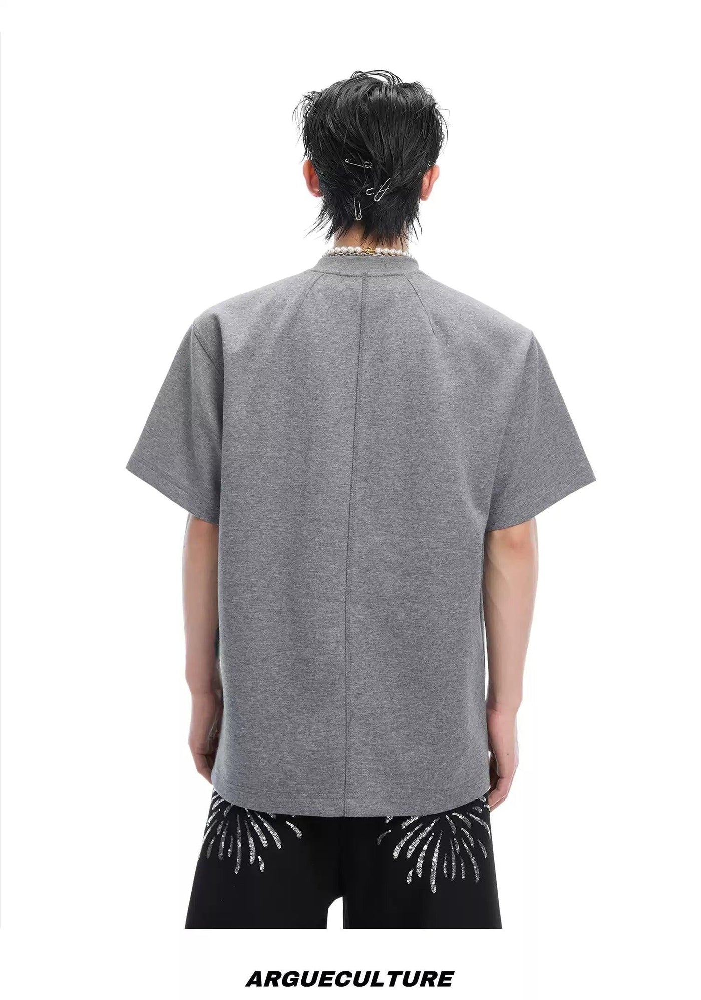 Cursive Metal Logo T-Shirt Korean Street Fashion T-Shirt By Argue Culture Shop Online at OH Vault